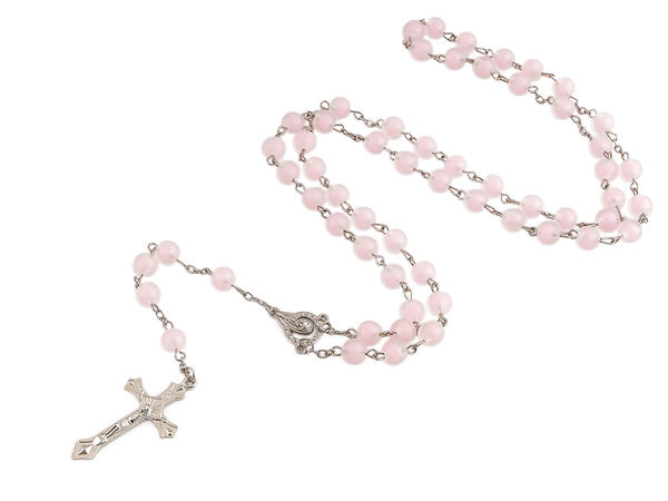 Premium Ice-Effect Beaded Rosary with Detailed Metal Crucifix in Display Gift Box