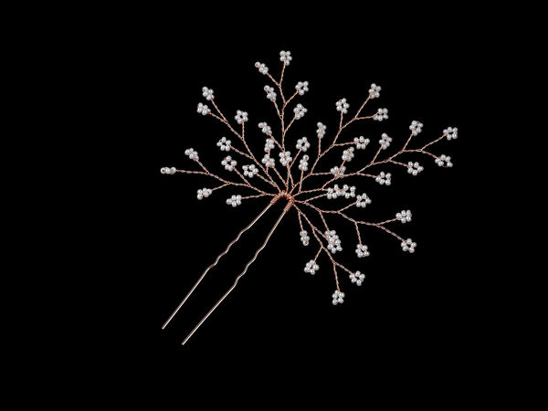 Elegant Beaded Twig Hairpin - Bridal & Festive Hair Accessory with Flexible Shaping