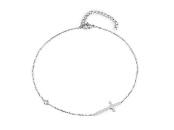 Premium Stainless Steel Charm Anklet - Elegant Heart & Cross Ankle Bracelet