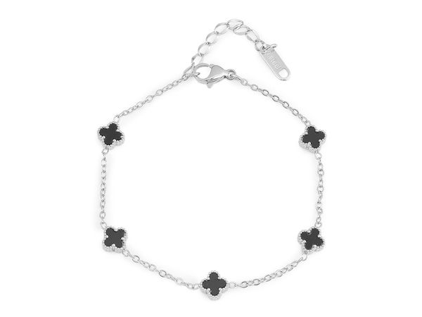 Elegant Stainless Steel Flower Bracelet - Premium Rhinestone Metal Charm Wristband