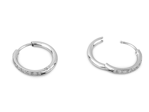 Elegant Stainless Steel Stud Earrings with Sparkling Crystal Rhinestones