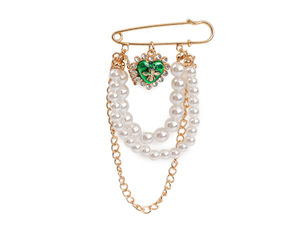 Decorative Safety Pin Brooch with Chains, Beads & Pendants - Statement Jewellery Pin for Clothing & Accessories