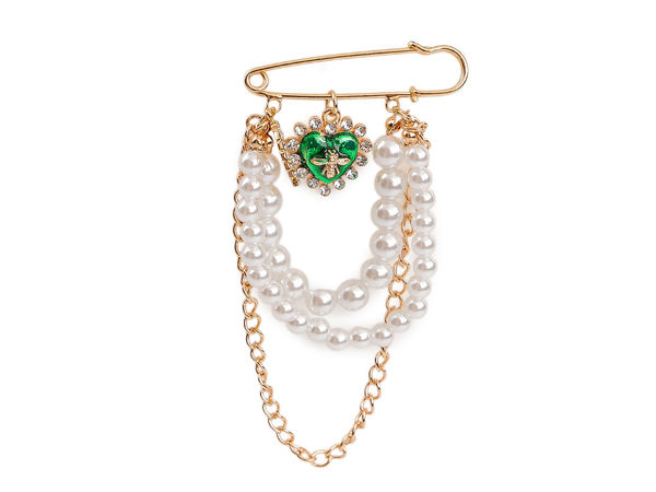 Decorative Safety Pin Brooch with Chains, Beads & Pendants - Statement Jewellery Pin for Clothing & Accessories