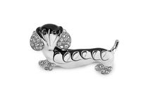 Sparkling Dachshund Dog Rhinestone Brooch Pin – Elegant Animal Fashion Jewellery