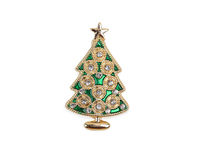 Sparkling Christmas Tree Brooch Pin with Cut Stones – Festive Holiday Jewellery Accessory