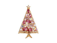 Sparkling Rhinestone Christmas Tree Brooch Pin - Festive Holiday Lapel Pin