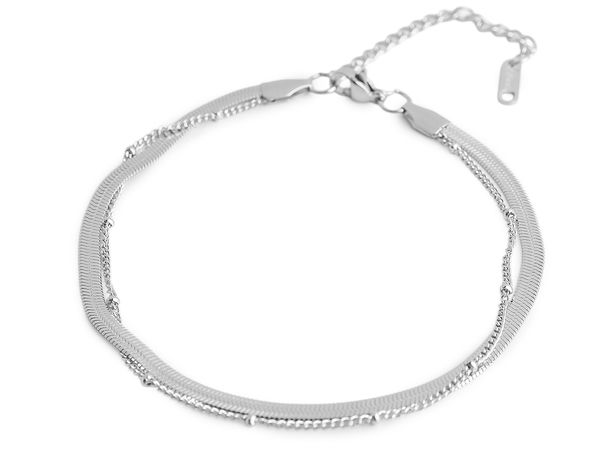 Double Layer Stainless Steel Ankle Bracelet - Elegant Layered Chain Anklet