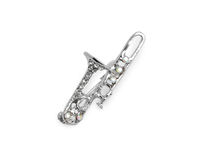 Elegant Rhinestone Musical Instrument Brooch Pin - Saxophone & Trumpet Motif