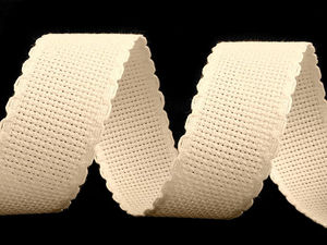 Premium Aida Canvas Ribbon with Wave-Edge Border (30mm) for Cross Stitch, Embroidery, and DIY Crafting