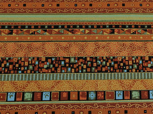 Premium African Ethnic Style Cotton Canvas Fabric with Gold Print Details
