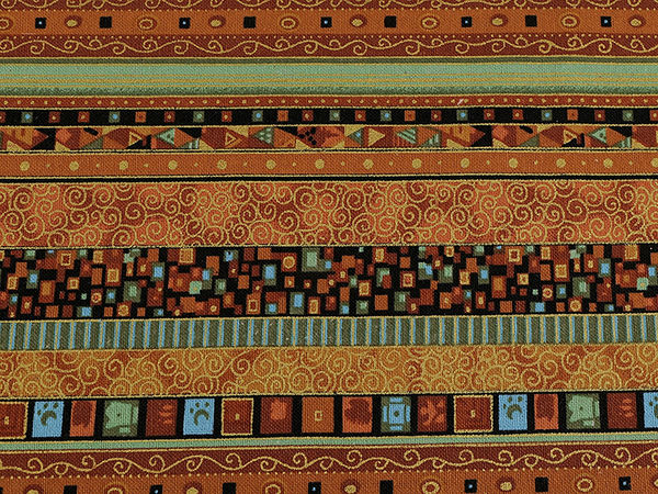 Premium African Ethnic Style Cotton Canvas Fabric with Gold Print Details