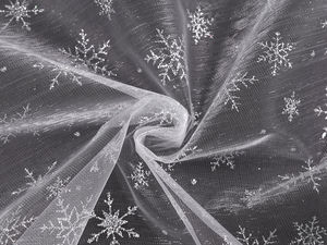 Premium Snowflake Glitter Organza Fabric for Christmas Crafts and Holiday Decor