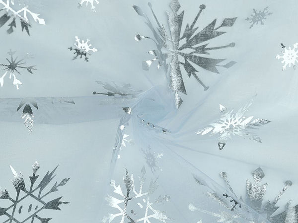 Premium Snowflake Print Organza Fabric for Costumes and Decor