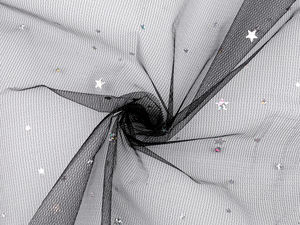 Premium Holographic Star and Polka Dot Tulle Fabric by the Metre