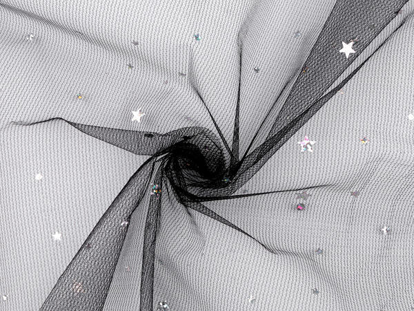 Premium Holographic Star and Polka Dot Tulle Fabric by the Metre