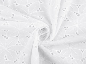 Premium White Cotton Madeira Broderie Anglaise Fabric with Eyelet Embroidery