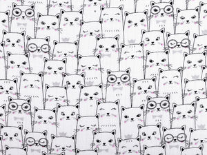 Premium 2-Layer Cotton Diaper Cloth Fabric - Soft, Breathability Playful Cat Motif for Baby & Nursery Sewing