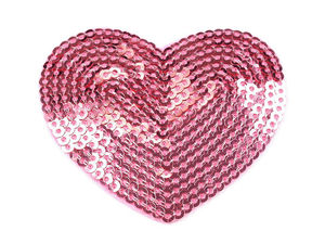 Sequin Heart Iron-On Applique Patch - Premium Sparkly Sew-On Motif for Clothing Repair and Craft Decoration