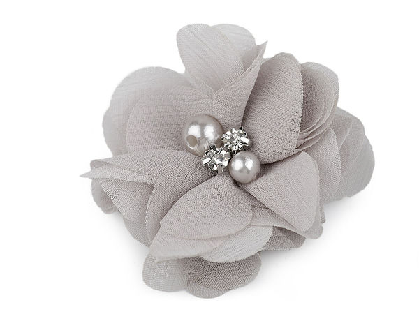 Premium 5cm Decorative Mesh Flower Appliques with Beads and Rhinestones for Clothing, Accessories, and DIY Crafts