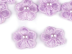 Embroidered Flower Appliques with Riveted Pearl Bead (2cm) – Sew-On or Glue-On Floral Embellishments for Clothing, Crafts, and Wedding Decor