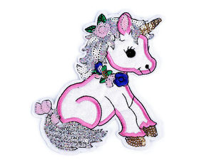 Premium Embroidered Unicorn Iron-On Patch - Shimmering AB Glitter Applique