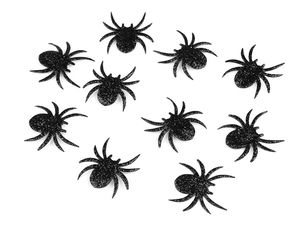 Black Shimmering Spider Iron-On Patch - Premium Glitter Applique for Halloween Costumes & Clothing Repair
