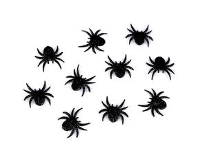Premium Glittering Spider Iron-On Patch for Apparel and Halloween Decor (Black)