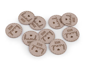 Premium Eco-Leather 'Hand Made' Applique Labels - Soft Sew-On Patches for Clothing, Bags, Crafts & Scrapbooking