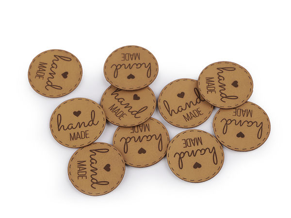 Premium Eco-Leather 'Hand Made' Applique Labels - Soft Sew-On Patches for Clothing, Bags, Crafts & Scrapbooking