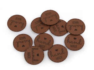 Premium Eco-Leather 'Hand Made' Applique Labels - Soft Sew-On Patches for Clothing, Bags, Crafts & Scrapbooking