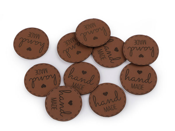 Premium Eco-Leather 'Hand Made' Applique Labels - Soft Sew-On Patches for Clothing, Bags, Crafts & Scrapbooking