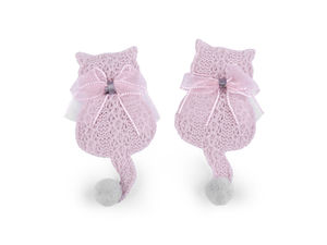 Premium Cat Knit-Texture Applique & Sew-On Patch - Powder