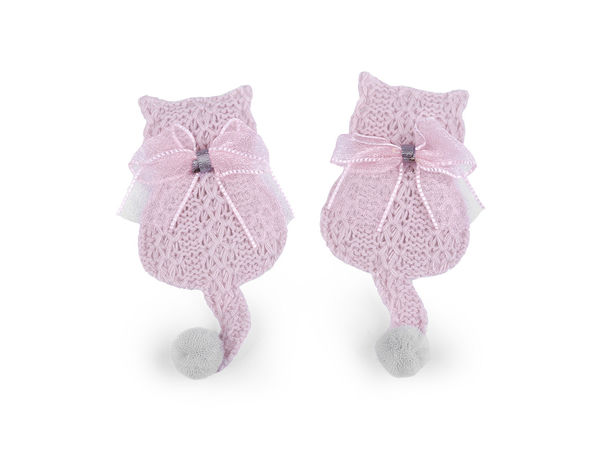 Premium Cat Knit-Texture Applique & Sew-On Patch - Powder