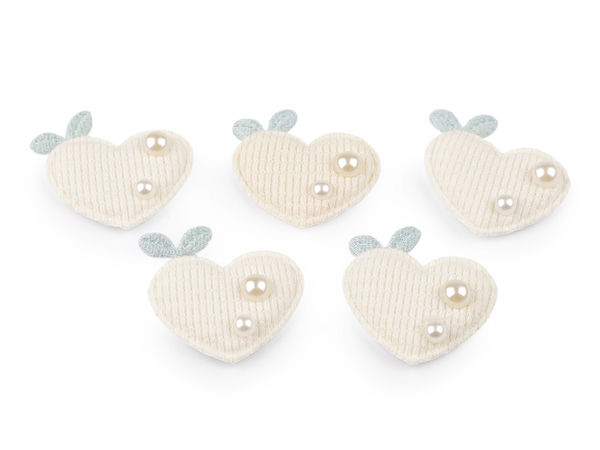Elegant Pearl-Embellished Applique Patches - Heart & Strawberry Sew-On / Glue-On Decorative Emblems for Clothing, Accessories & DIY Crafts