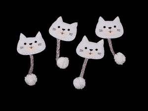 Premium Cat Applique Sew-On Patch with Braided Pom-Pom Tail