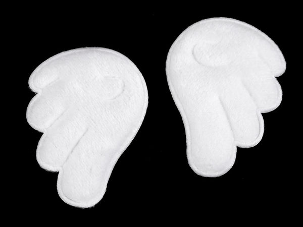 Premium Soft Padded Angel Wings Applique - White Double-Sided Plush Patch for Crafts, Sewing, & DIY Headbands