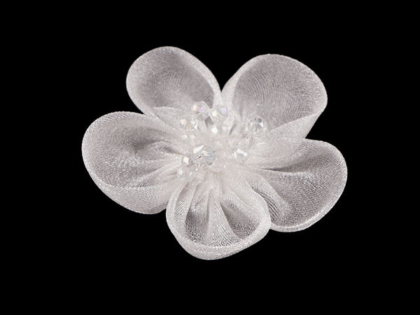 Premium Beaded Organza Flower Appliqué (4.5cm) – Shimmering Sew-On & Glue-On Floral Embellishment for Apparel, Accessories, and Crafts