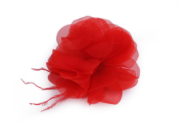 Elegant Chiffon Flower Applique with Soft Feathers - Versatile Sew-On or Glue-On Floral Embellishment for Clothes, Hats & Accessories (8-9cm)