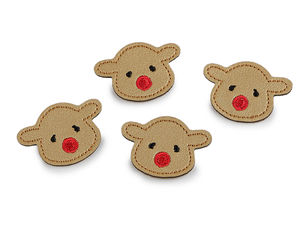 Premium Eco-Leather Iron-On & Sew-On Patches - Beige Reindeer, Teddy Bear, Dog