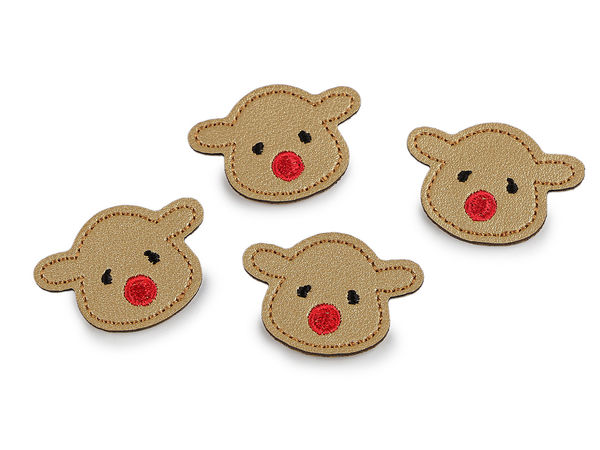 Premium Eco-Leather Iron-On & Sew-On Patches - Beige Reindeer, Teddy Bear, Dog