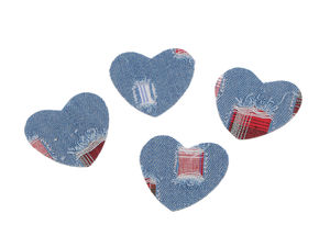 Premium Heart Denim Iron-On Patch - Embroidered Light Blue Jeans Applique for Jackets, Bags, and Caps