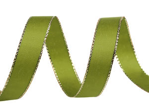 Premium 15mm Taffeta Ribbon with Elegant Lurex Shimmer Edge, Czech Made (10m Roll)