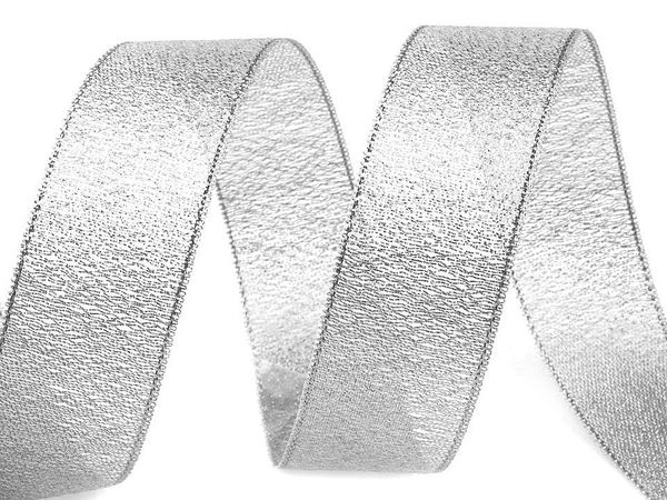 Premium Metallic Brocade Ribbon with Lurex (25mm) - Textured Craft Ribbon with Firm Edges for Sewing, Decorating, and Gift Wrapping