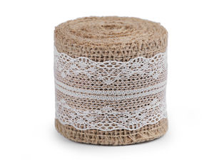 Natural Jute Ribbon with Romantic Lace (50mm / 60mm) - Vintage Burlap Trim for Weddings, Crafting, Floral Arrangements, and Home Decor