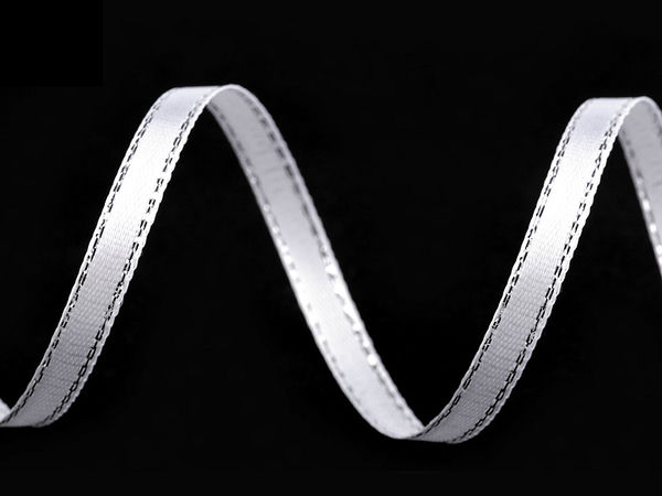 Premium Lurex-Edged Christmas Satin Ribbon (6mm, White/Silver) - Elegant Craft Ribbon for Gift Wrapping & Floral Decor