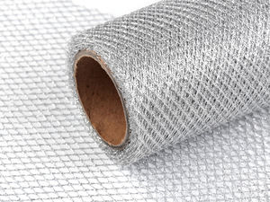 Metallic Silver Wire Mesh Ribbon with Glittering Lurex – Premium 15cm Wide Decorative Netting for Wreaths, Floristry, and Gift Wrapping