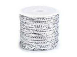 Premium Metallic Lurex Ribbon - 3mm Thin Decorative Christmas Ribbon for Gift Wrapping, Wreaths & Holiday Crafts (28m Roll)
