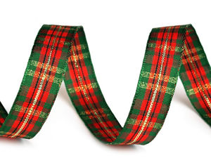 Premium Festive Lurex Metallic Check Ribbon - 15mm Double-Sided Holiday Craft Ribbon