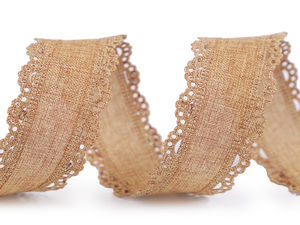 Premium Jute-Look Ribbon with Cut-Out Edges - 35mm Decorative Ribbon for Floral Arrangements, Wreaths & Crafting