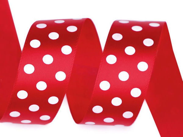 Premium 25mm Polka Dot Satin Ribbon - Red (50m Coil)